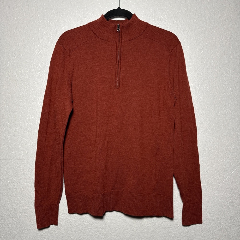 Smartwool Kiva Ridge Sweater Merino Wool Blend Half Zip Pullover Men M Orange